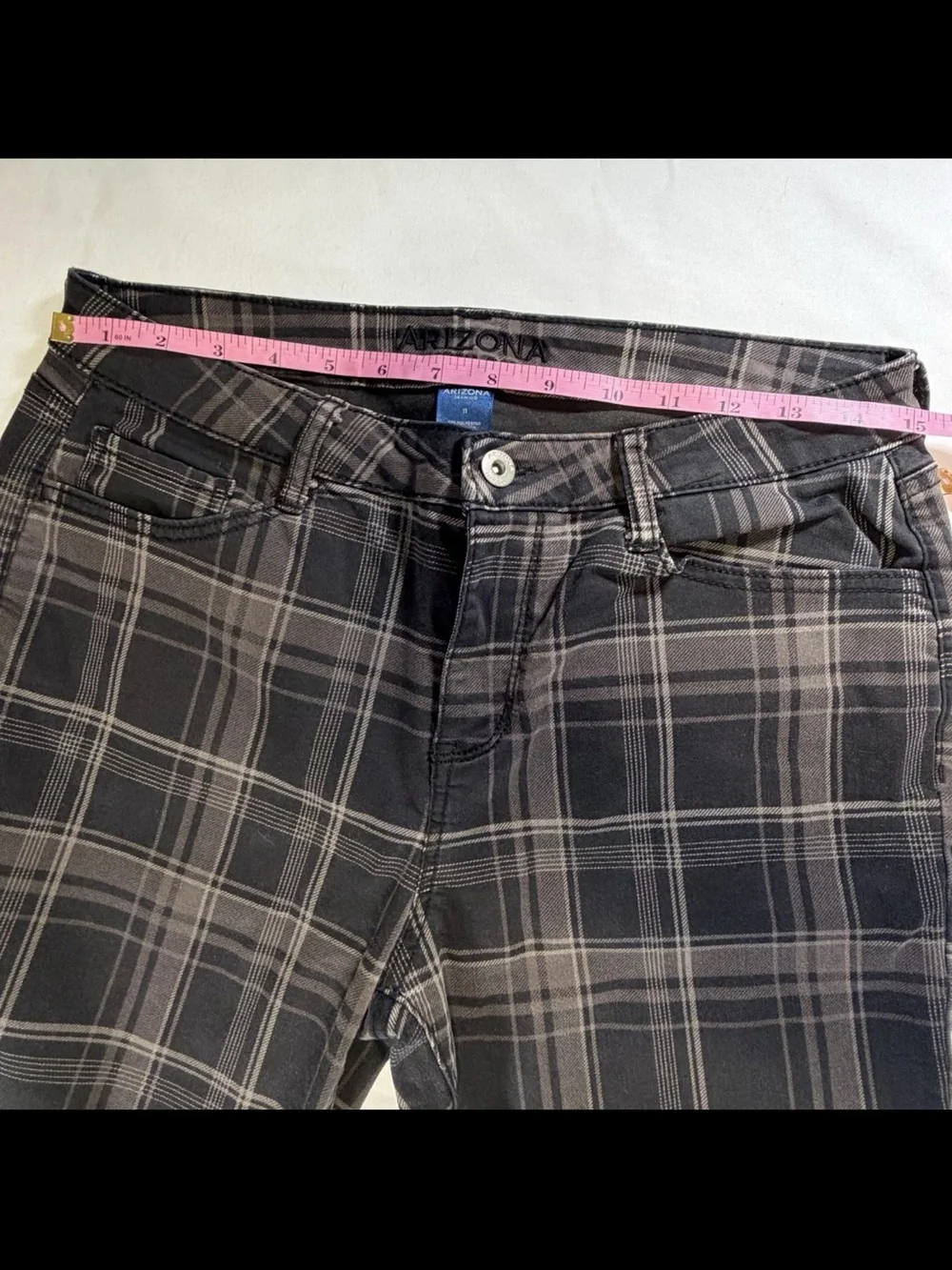 Black & Gray Plaid Slim Pants